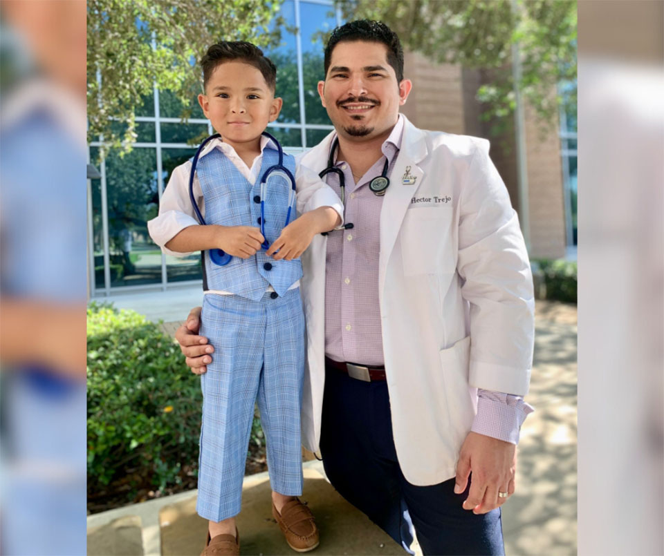 SOM student and father Hector Trejo and son Gabriel. 