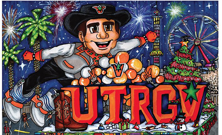 UTRGV President's Holiday Card for 2023. Designed by Maritza Flores, a cybersecurity major from Edinburg. 
