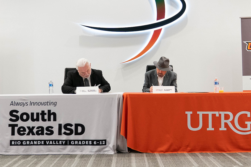UTRGV and South Texas ISD held a signing ceremony on Tuesday, April 21, to expand their partnership.