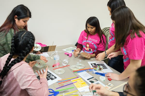 Students from area high schools build balloon powered cars.