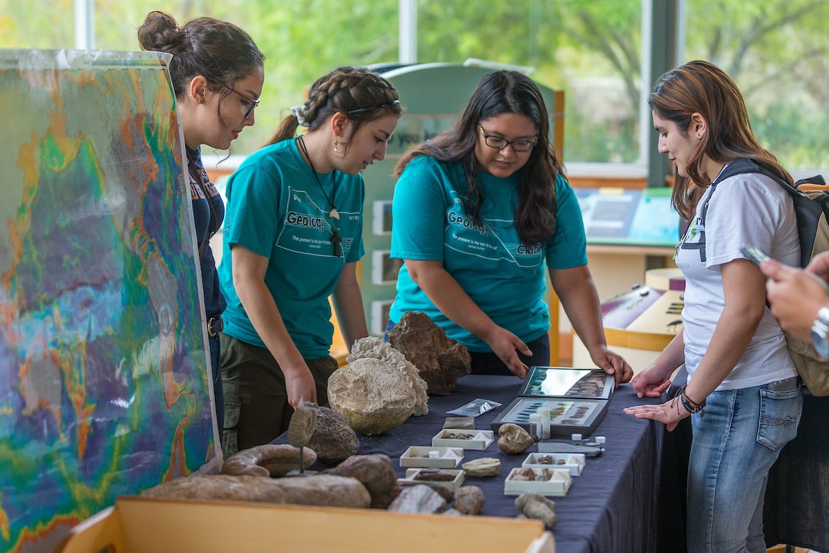 Thumbnail: UTRGV Geology Club members teach about rocks, minerals, land formations, and all things of geoscience to the public.
