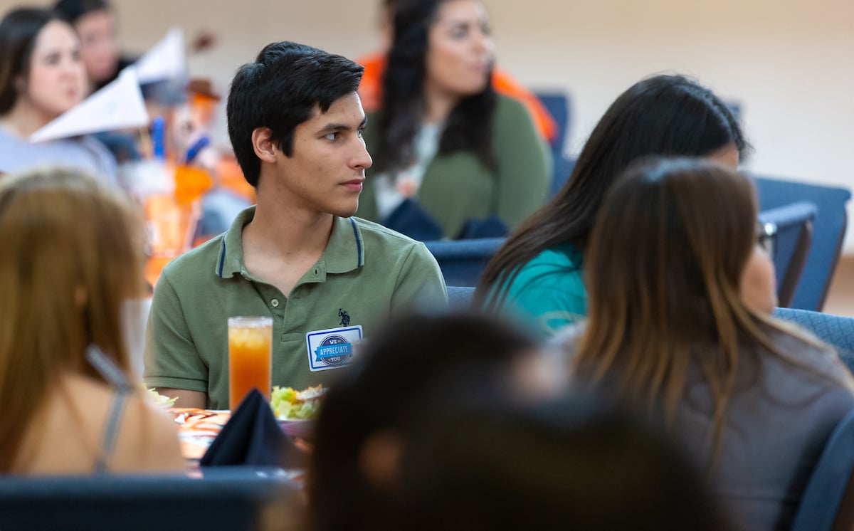 Students and supervisors gathered in the PlainsCapital Bank El Gran Salon on the Brownsville Campus.