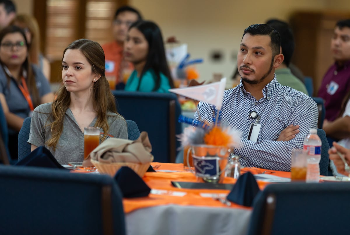 Students and supervisors gathered in the PlainsCapital Bank El Gran Salon on the Brownsville Campus to honor the winners of the outstanding in their category.