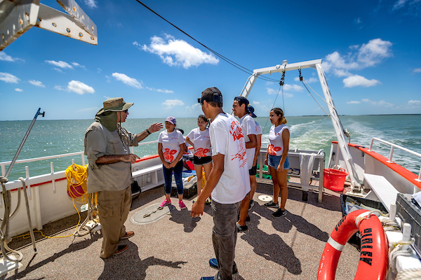 Local high school students spend the day on the Ridley.