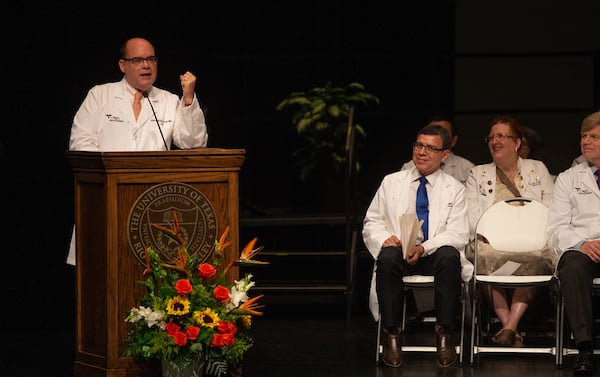 Dr. John H. Krouse at podium