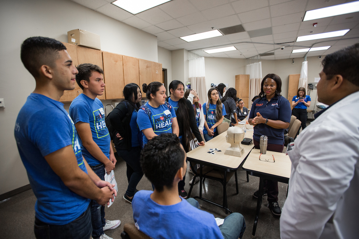 Students listen during talk.