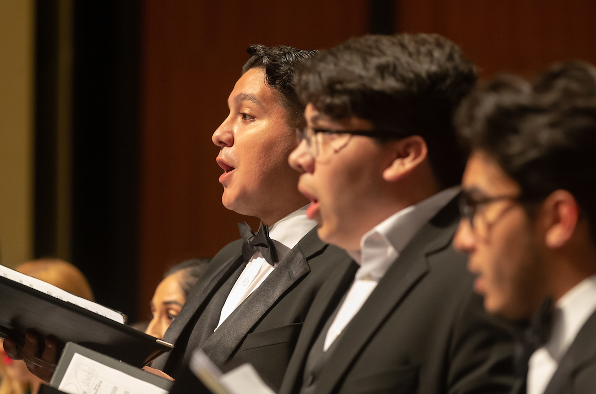 choir sings during performance