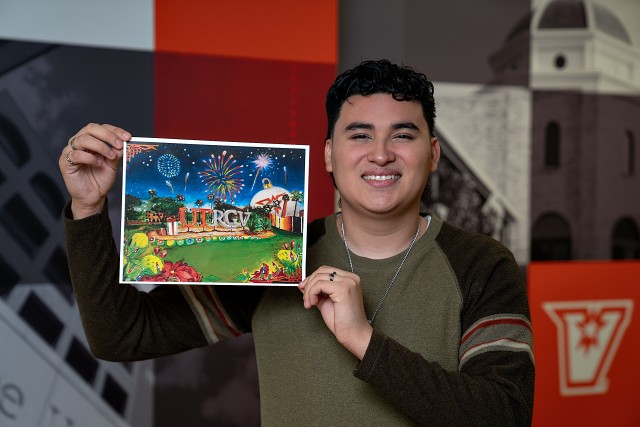 Bryan Garza, a freshman studio art major from Edinburg