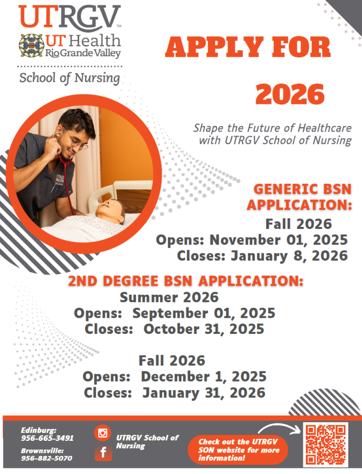 Flyer featuring nursing students, promoting upcoming application dates.