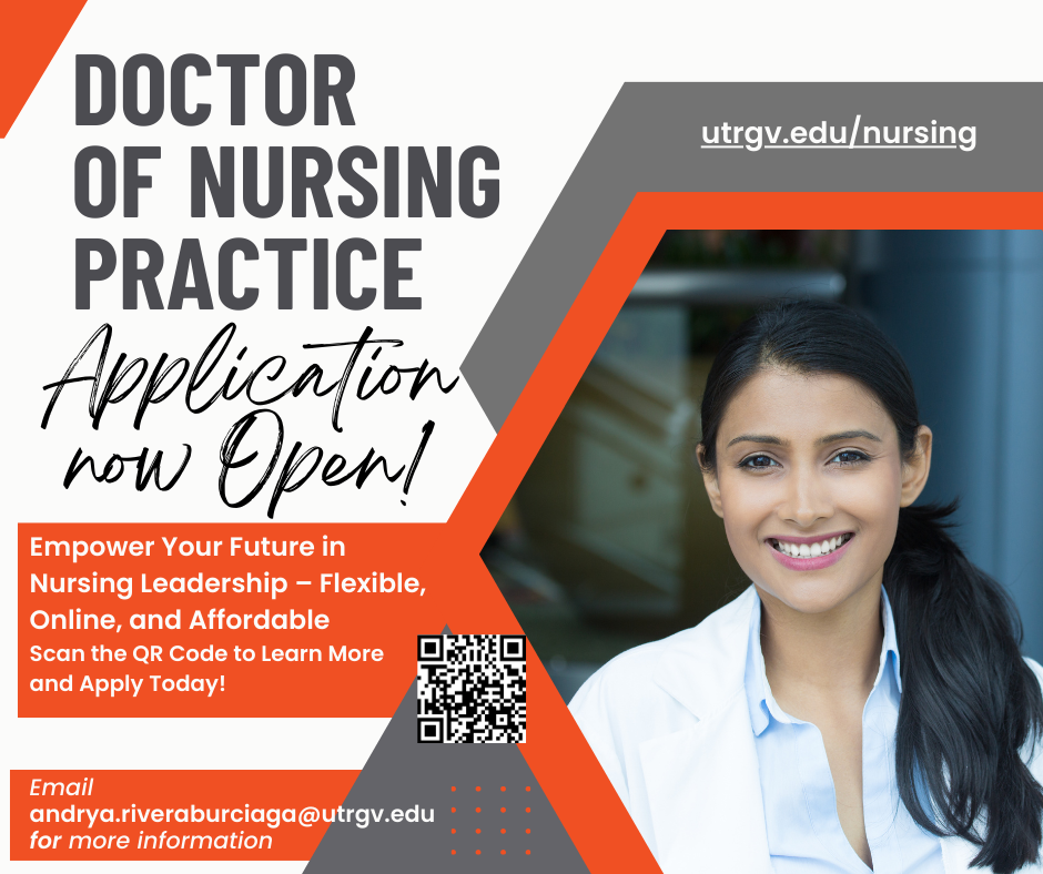 Flyer with student wearing lab coat.
