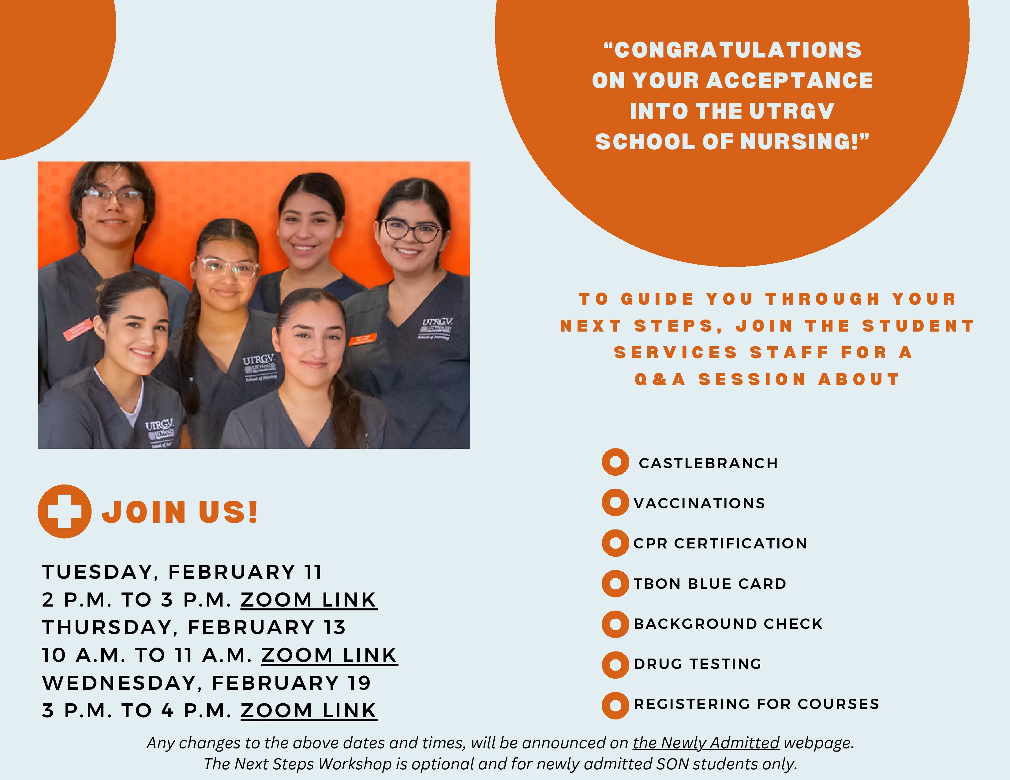 Flyer with nursing students.