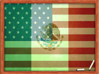 USA and Mexican flags