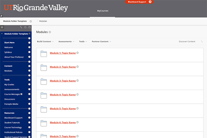 Modules Template Content