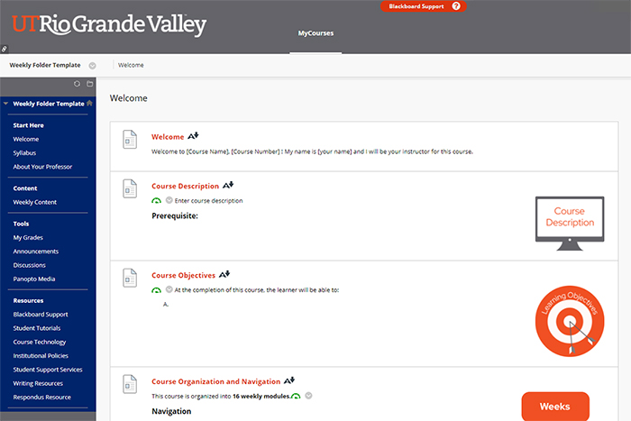 Blackboard Course Templates | UTRGV