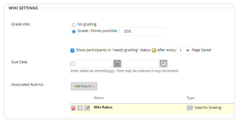 Wiki Settings