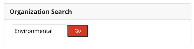 Screenshot of Organizational Search text field