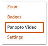 Panopto Video Menu