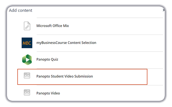 Panopto Student Video Submission Option
