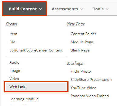 Creating a Web Link in Blackboard