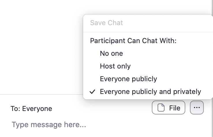 Zoom Chat Settings