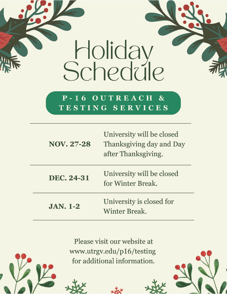 UTRGV 2025 Holiday Schedule