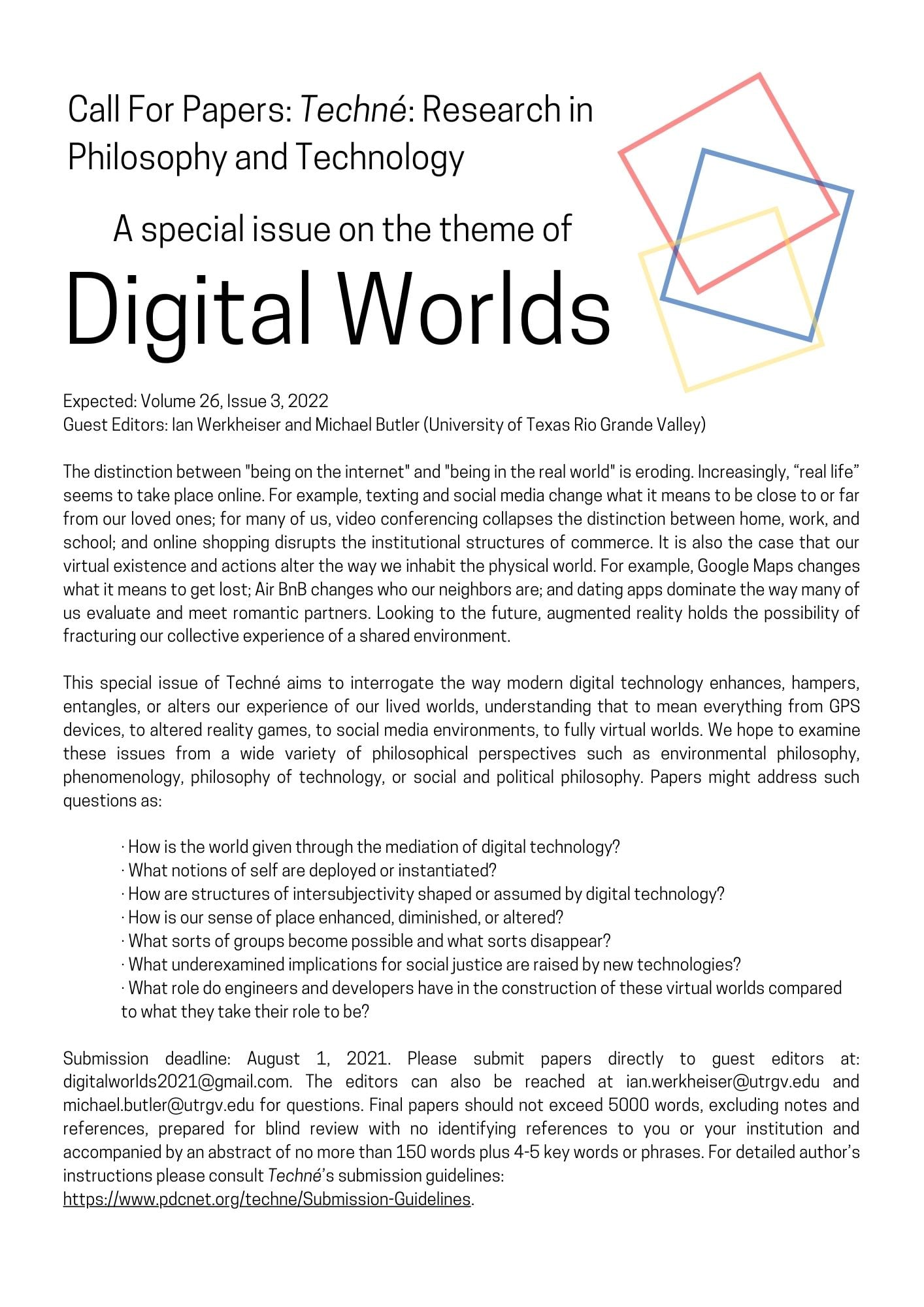 A special issue on the theme of Digital Worlds