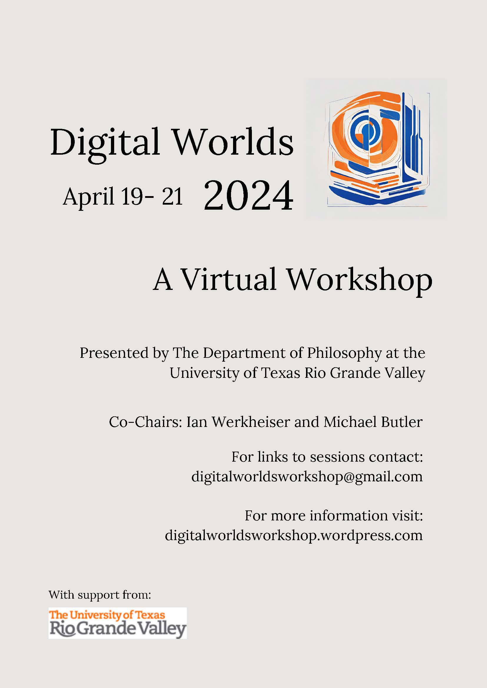 The 2024 Digital Worlds Workshop is happening April 19th-21st!