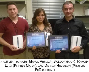 Physics Students Winning the Best Presentation Awards at UTPA