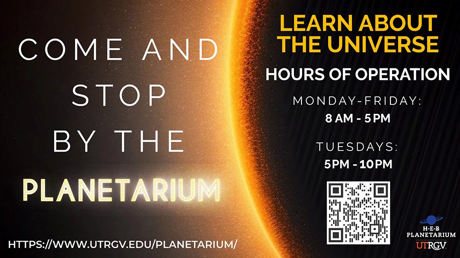 Planetarium Hours of Operation Monday through Friday from 8AM to 5PM and Tuesdays from 5PM to 10PM