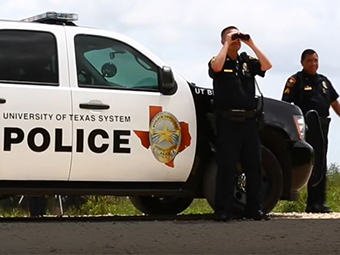 Campus police officers in action