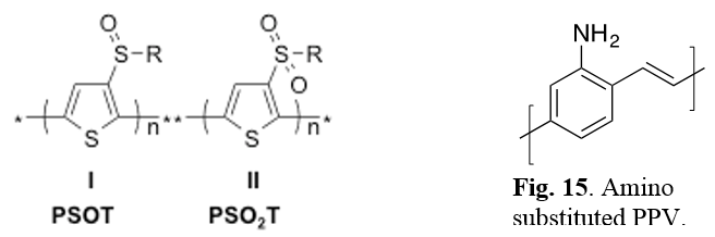 Sulfoxide and sulfone-substituted regioregular PATs.