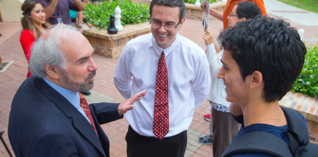 President with students