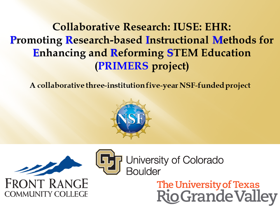 Collaborative Research: Promoting Research-based Instructional Methods for Enhancing and Reforming STEM Education (PRIMERS)