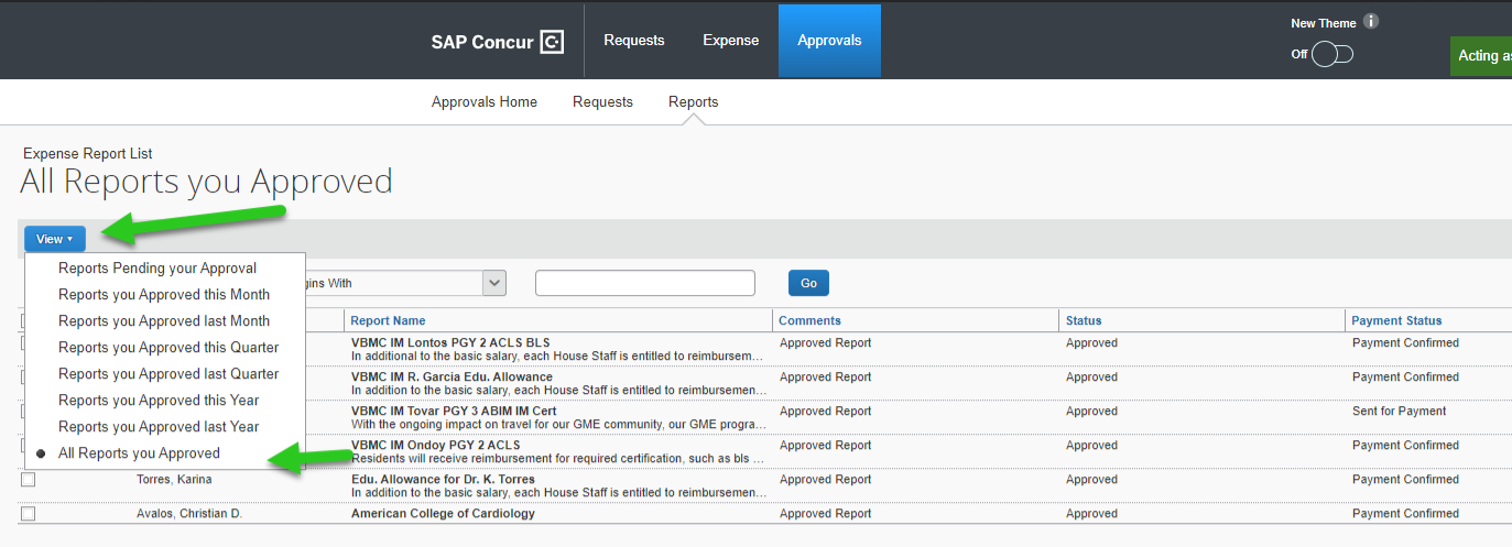 how to find past approvals in itravel