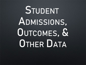 Student Admissions, Outcomes and Other Data