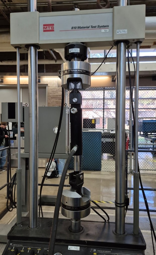 MTS small piston interfacing with the machine to provide cyclic action