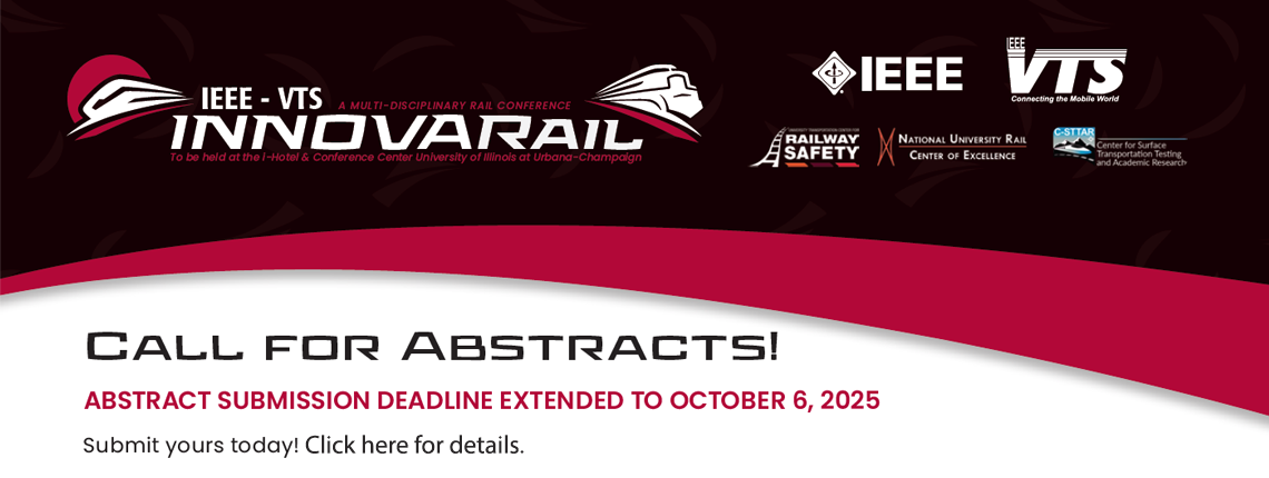 INNOVARAIL Call for Abstracts! DEADLINE EXTENDED TO OCTOBER 6, 2025