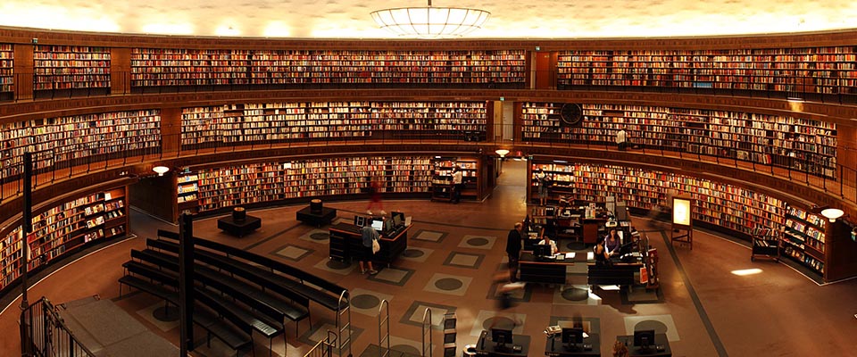 The inside of a grand library