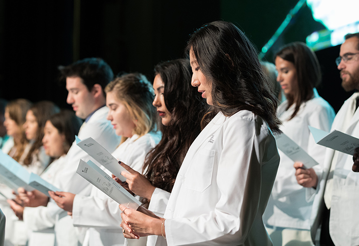 Medical students during white coat ceremony