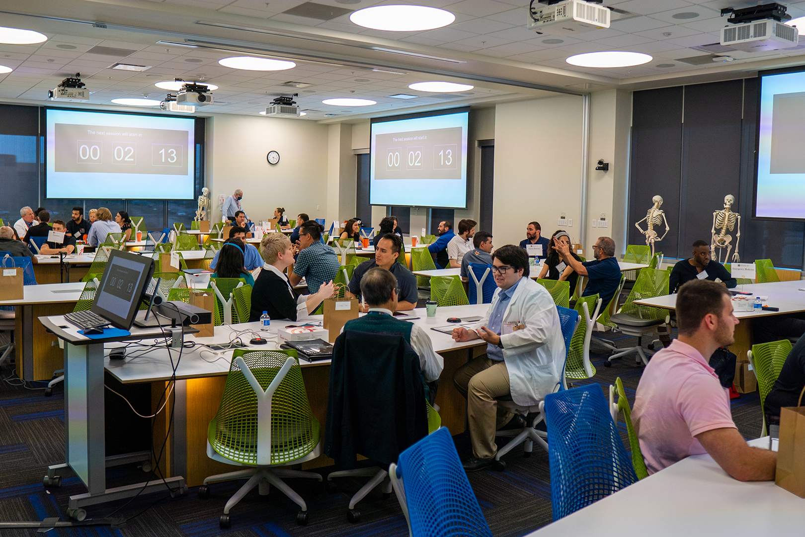 Medical students in classroom for Careers in Medicine event