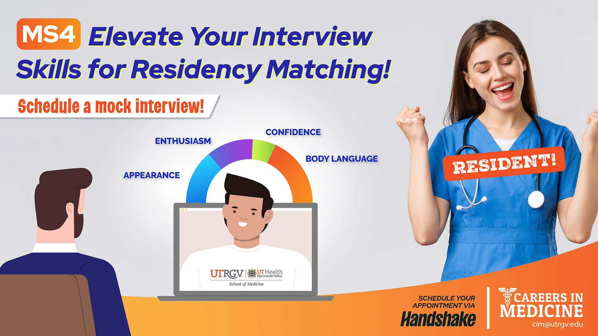 Elevate Your Interview Skills for Residency Matching - Schedule a mock interview!tment through handshake Page Banner 