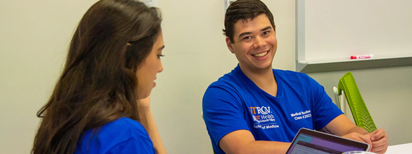 UTRGV SOPM students collaborating in a classroom.