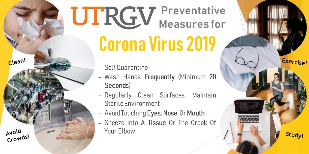 Ways to prevent COVID-19. Wash hands, self quarantine, clean surfaces