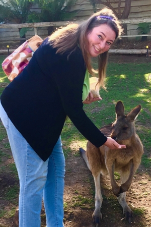 Dr. Sarah Williams-Blangero at Bonorong Wildlife Sanctuary, Tasmania, Australia