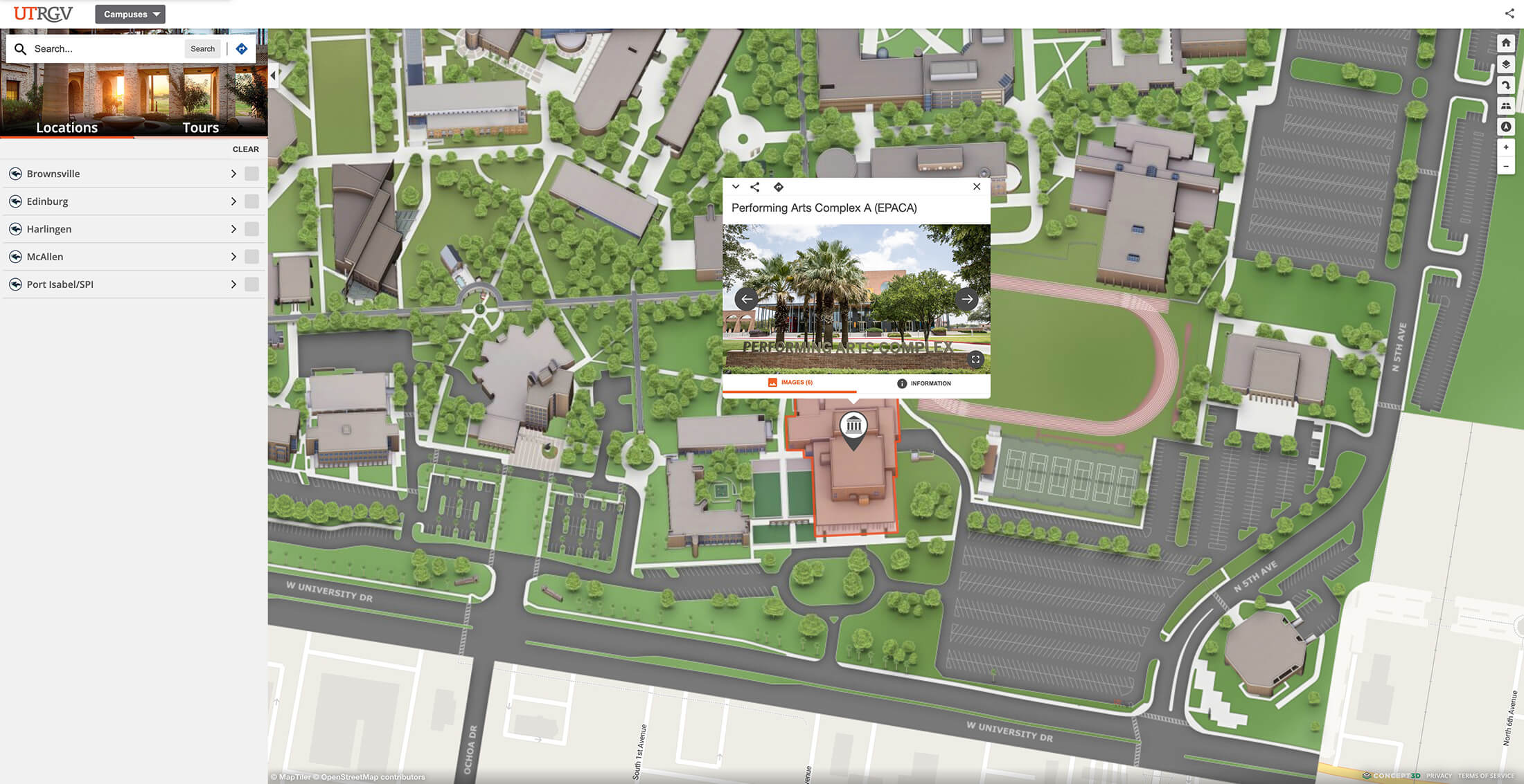 Interactive Campus Map (*Recommended): UTRGV Performing Arts Complex A (EPACA)