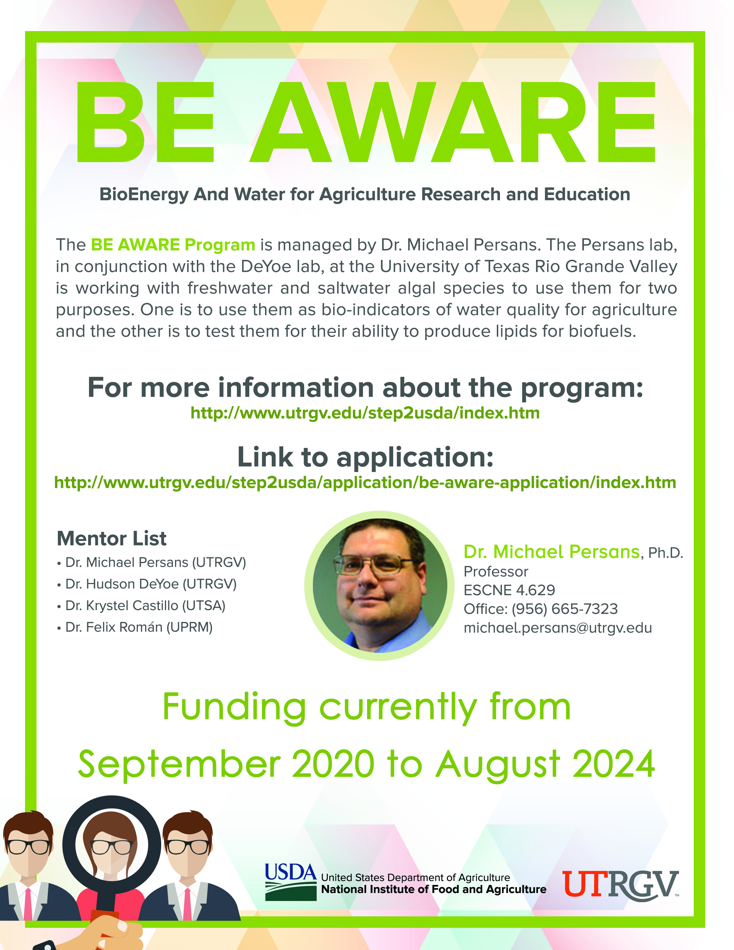 USDA BE AWARE Application flyer