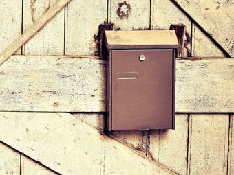 Mail/Feedback box on wooden door