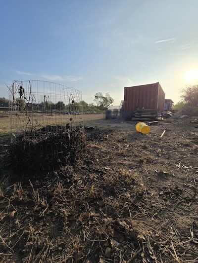 compost contained in wire structure