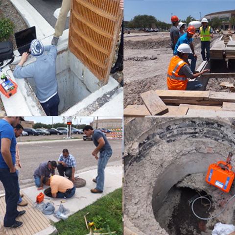 pictures of people working on UTRGV bioswales