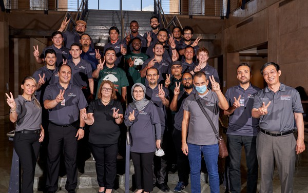 From left to right (first row): Manuela Cantu (Program Assistant), Constantine Tarawneh (Founding Director, PI), Angela Chapman (Diversity and Education Coordinator, Co-PI), Fatemeh Nazari (Co-PI), Nicholas Dimakis (Senior Personnel), Tohid Sardarmehni (Senior Personnel), Jianzhi Li (Co-PI). From left to right (second row): Mohamadhossein Noruzoliaee (Founding Deputy Director, Co-PI), Madhab Pokhrel (Senior Personnel), Satya Akundi (Senior Personnel) and engineering undergraduate and graduate students.(Photo by David Pike)